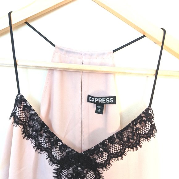 EXPRESS halter pink top with sexy black lace - Picture 2 of 2